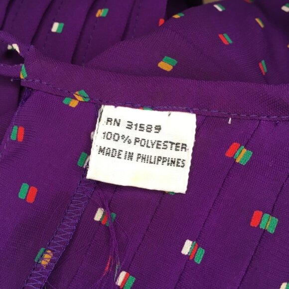 Vintage 1980s Samuel Blue Pleated Bodice Midi Dress size 8‎ - Picture 11 of 13